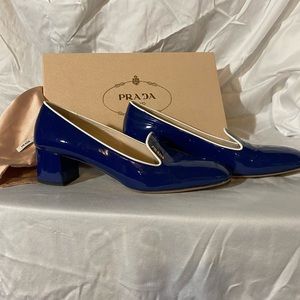 Prada Blue Patent Leather loafers